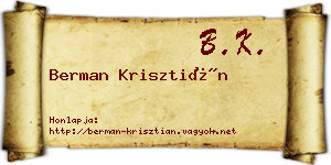 Berman Krisztián névjegykártya