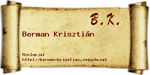 Berman Krisztián névjegykártya